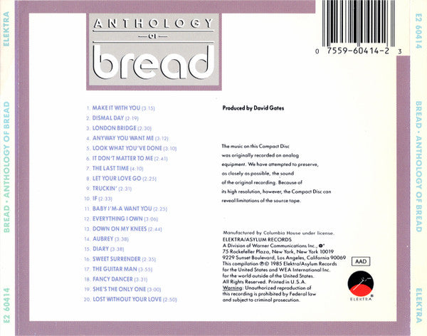 Bread : Anthology Of Bread (CD, Comp, Club, RE)