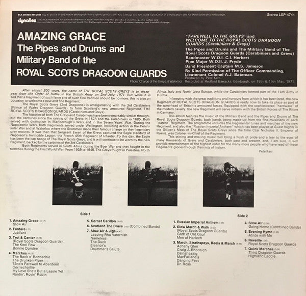 The Pipes And Drums Of The Royal Scots Dragoon Guards (Carabiniers And Greys) And The Military Band Of The Royal Scots Dragoon Guards (Carabiniers And Greys) : Amazing Grace (LP, Album, Hol)
