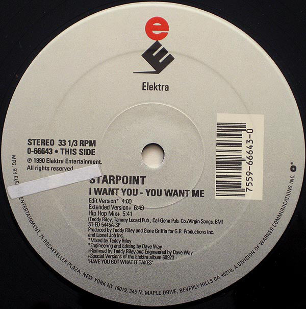 Starpoint : I Want You - You Want Me (12")