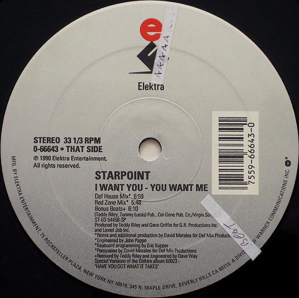 Starpoint : I Want You - You Want Me (12")