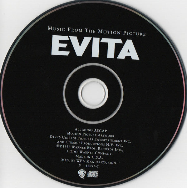 Andrew Lloyd Webber And Tim Rice : Music From The Motion Picture Evita (CD, Album, RP)