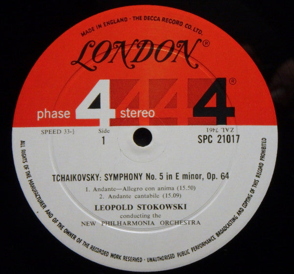 Leopold Stokowski, New Philharmonia Orchestra : Tchaikovsky Symphony No. 5 In E Minor, Op. 64 (LP, Gat)