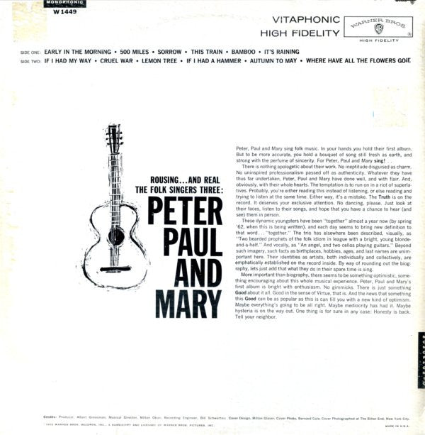 Peter, Paul & Mary : Peter, Paul And Mary (LP, Album, Mono)