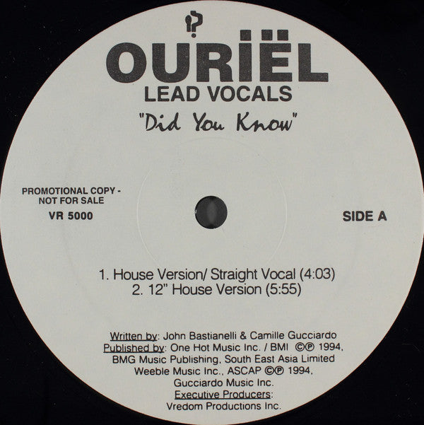 Ouriel : Did You Know (12", Promo)