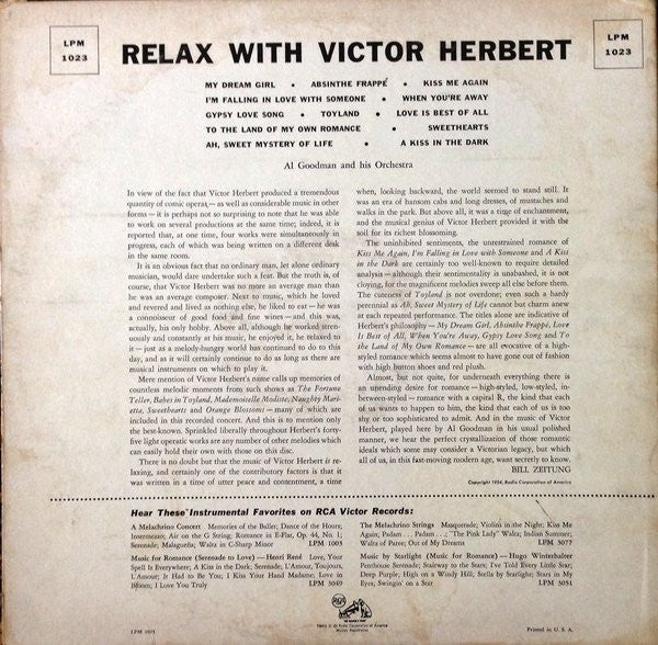 Al Goodman And His Orchestra : Relax With Victor Herbert (LP, Album, Mono)