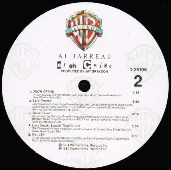 Al Jarreau : High Crime (LP, Album, Spe)
