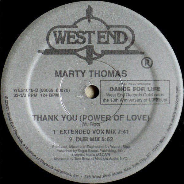 Marty Thomas : Thank You (Power Of Love) (12")