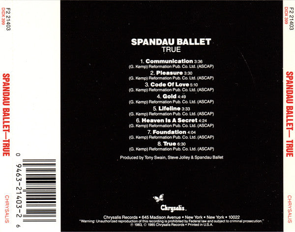 Spandau Ballet : True (CD, Album, RE, CAP)