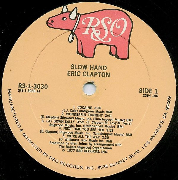 Eric Clapton : Slowhand (LP, Album, Ric)