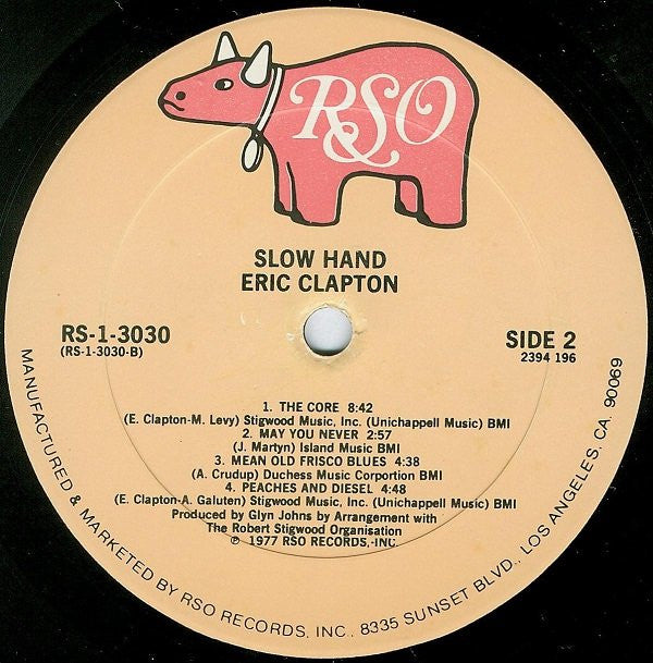 Eric Clapton : Slowhand (LP, Album, Ric)
