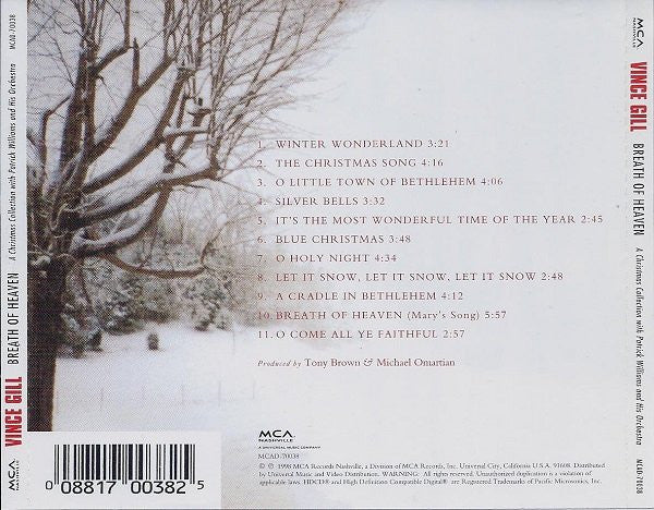 Vince Gill With Patrick Williams And His Orchestra : Breath Of Heaven: A Christmas Collection (HDCD, Album, RE)