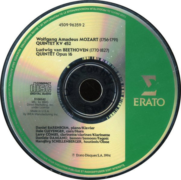 Daniel Barenboim, Ludwig van Beethoven - Wolfgang Amadeus Mozart : Beethoven - Mozart - Quintets (CD, Album, Club)