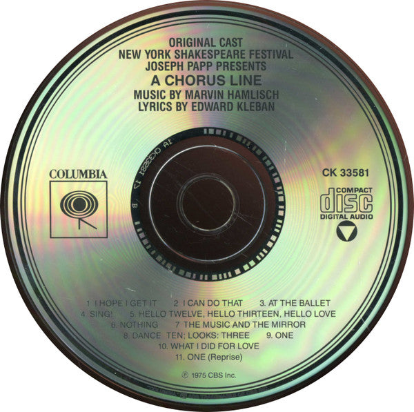 "A Chorus Line" Original Broadway Cast : A Chorus Line (CD, Album, RE, RP)