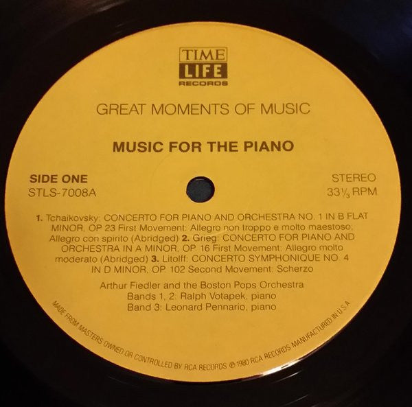 Arthur Fiedler, The Boston Pops Orchestra : Music For The Piano, Great Moments Of Music, Volume 8 (LP, Comp)