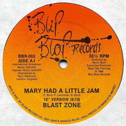 Blast Zone : Mary Had A Little Jam (12")