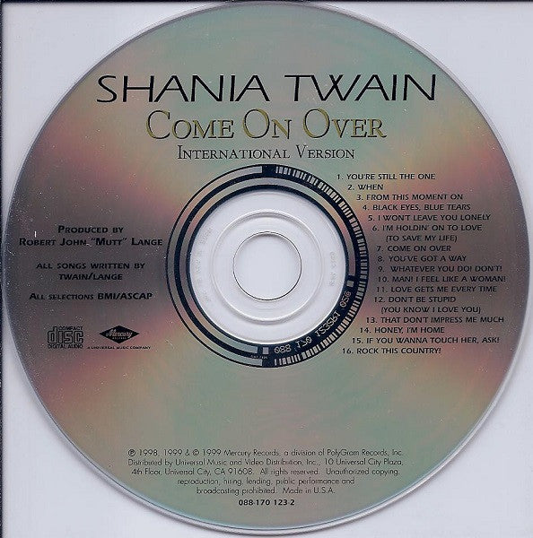 Shania Twain : Come On Over (International Version) (CD, Album, Club)