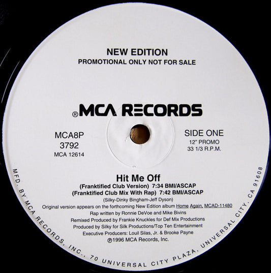New Edition : Hit Me Off (12", Single, Promo)