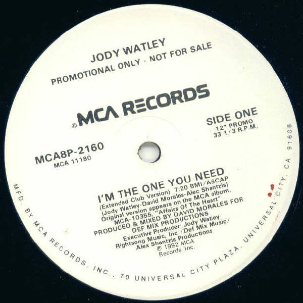 Jody Watley : I'm The One You Need (12", Promo)