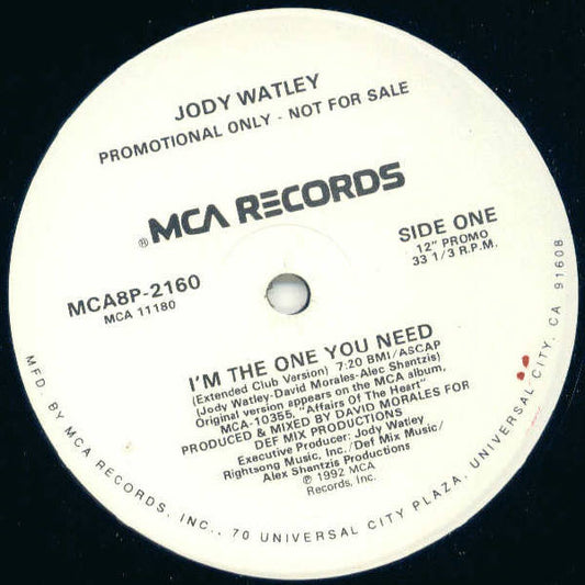 Jody Watley : I'm The One You Need (12", Promo)