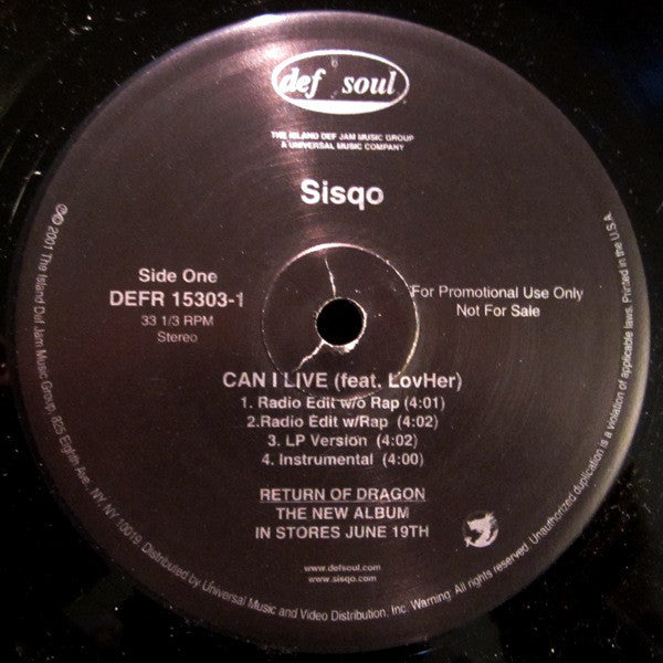 Sisqo : Can I Live / Last Night (12", Promo)