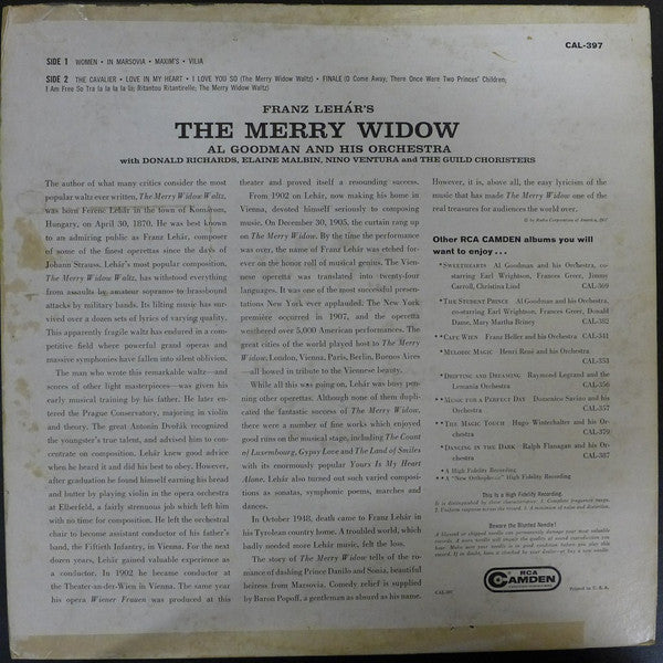 Al Goodman And His Orchestra : The Merry Widow (LP, Album)
