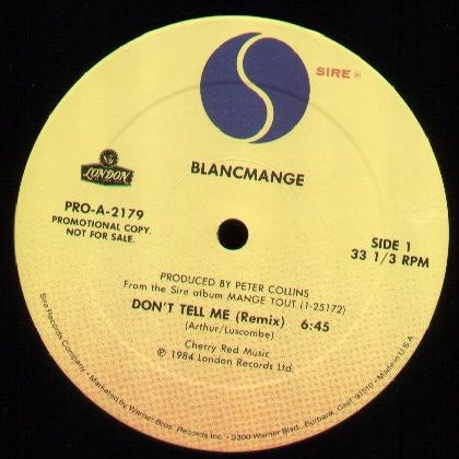 Blancmange : Don't Tell Me (12", Promo)