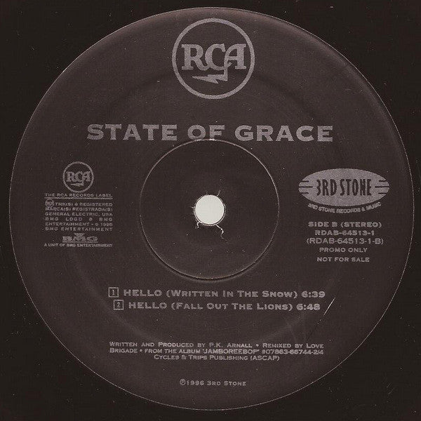 State Of Grace : Hello (New Mixes By Meat Beat Manifesto And Love Brigade) (12", Promo)