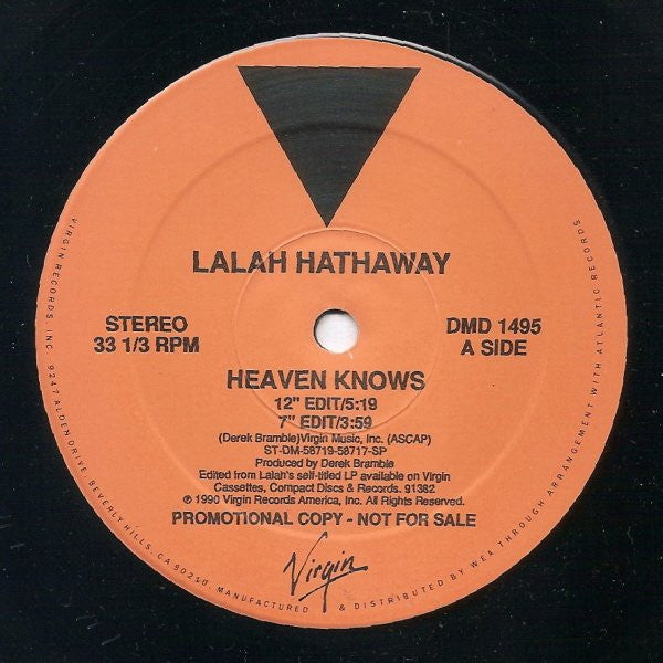 Lalah Hathaway : Heaven Knows (12", Promo)