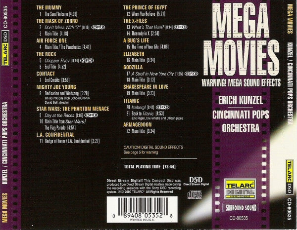 Erich Kunzel, Cincinnati Pops Orchestra : Mega Movies (CD)