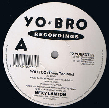 Nexy Lanton : You Too (Three Too Mix) (12")