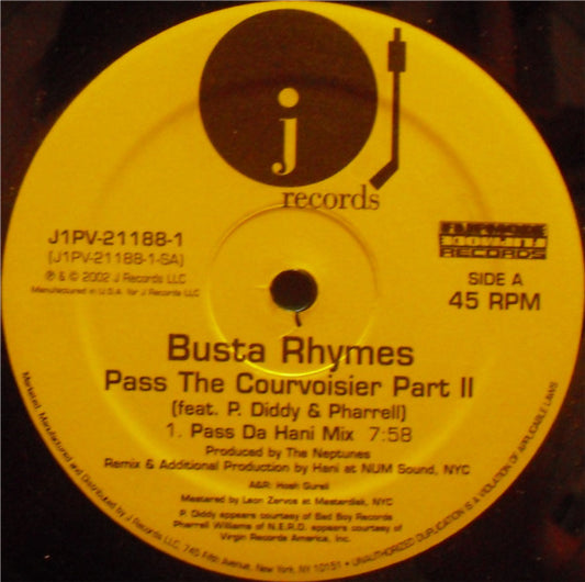 Busta Rhymes Feat. P. Diddy & Pharrell Williams : Pass The Courvoisier Part II (12", Promo)