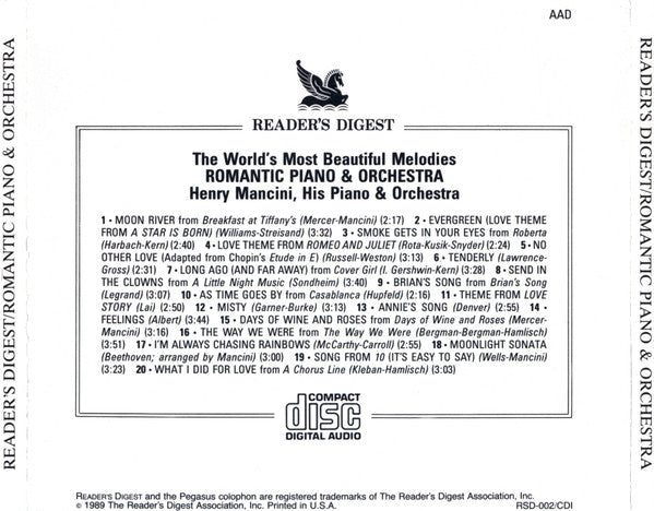 Henry Mancini His Piano &  Henry Mancini And His Orchestra : Romantic Piano & Orchestra (CD, Comp)