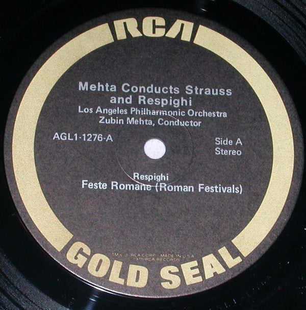 Ottorino Respighi / Richard Strauss - Zubin Mehta, Los Angeles Philharmonic Orchestra : Feste Romane (Roman Festivals). Don Juan. (LP, Album, RE, RM)