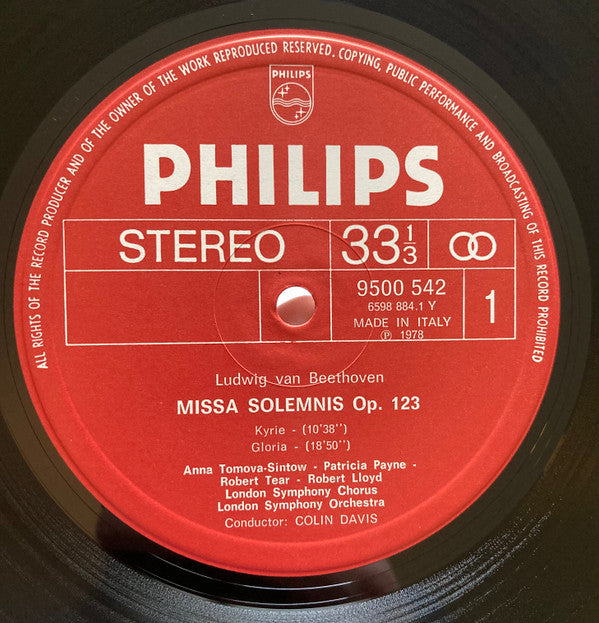 Ludwig van Beethoven, Sir Colin Davis, Anna Tomowa-Sintow, Patricia Payne, Robert Tear, Robert Lloyd (4), Kurt Moll, Christiane Eda-Pierre : Missa Solemnis Op. 123 / Mass In C  (3xLP)