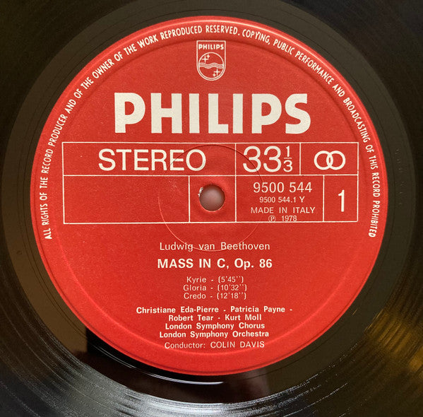 Ludwig van Beethoven, Sir Colin Davis, Anna Tomowa-Sintow, Patricia Payne, Robert Tear, Robert Lloyd (4), Kurt Moll, Christiane Eda-Pierre : Missa Solemnis Op. 123 / Mass In C  (3xLP)