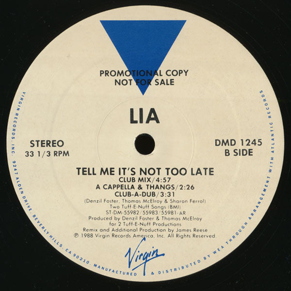 Lia Grant : Tell Me It's Not Too Late (12", Promo)