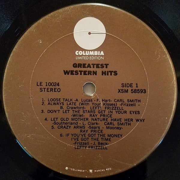 Ray Price / Carl Smith (3) / Lefty Frizzell : Greatest Western Hits Volume 1 (LP, Comp, RE)