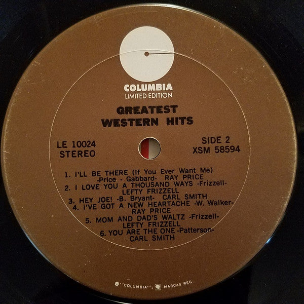 Ray Price / Carl Smith (3) / Lefty Frizzell : Greatest Western Hits Volume 1 (LP, Comp, RE)