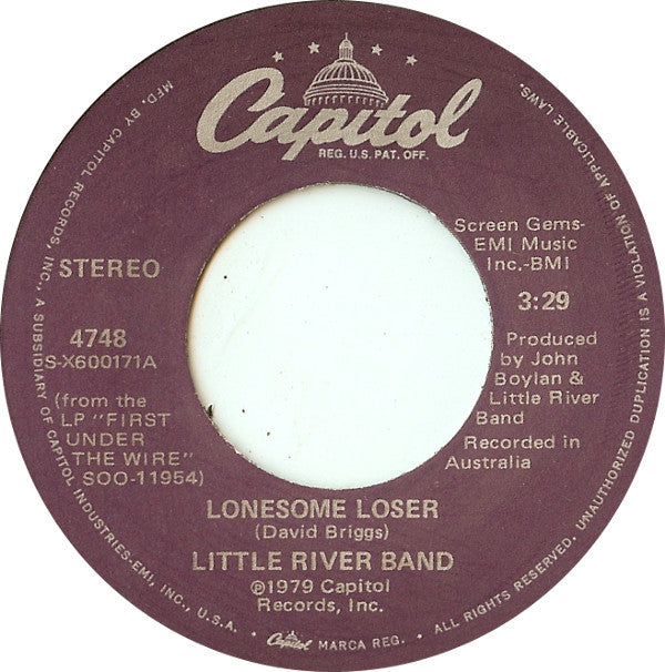 Little River Band : Lonesome Loser (7", Win)