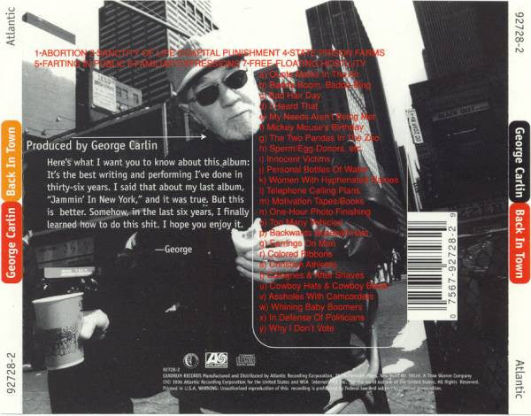George Carlin : Back In Town (CD, RE, RP)