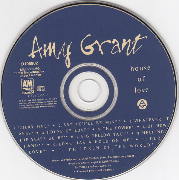 Amy Grant : House Of Love (CD, Album, Club)