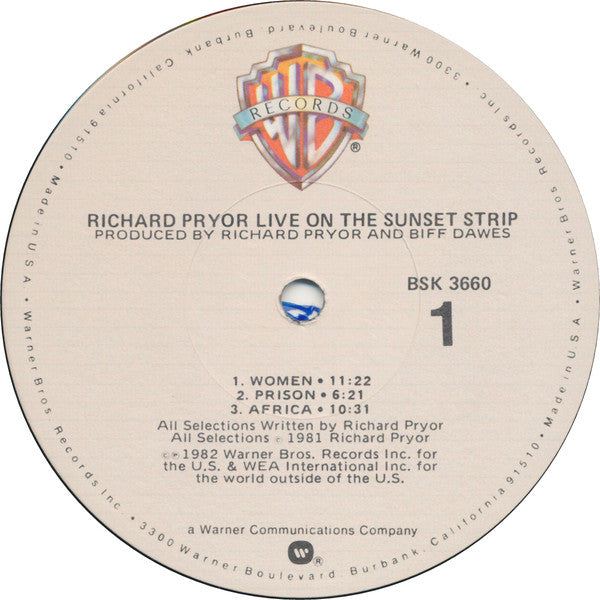 Richard Pryor : Live On The Sunset Strip (LP, Album, Win)