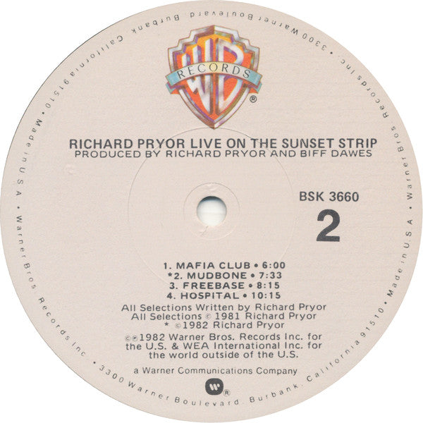 Richard Pryor : Live On The Sunset Strip (LP, Album, Win)