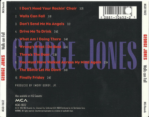 George Jones (2) : Walls Can Fall (CD, Album)