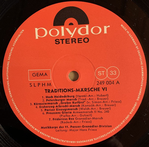 Musikkorps Der 11. Panzer-Grenadier-Division : Traditions-Märsche 6 (LP, Album)