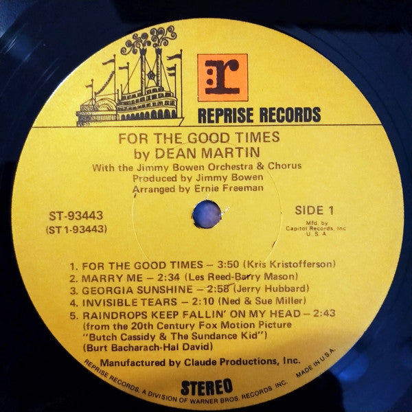 Dean Martin : For The Good Times (LP, Album, Club)