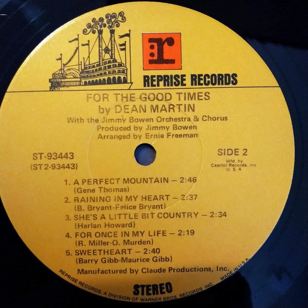 Dean Martin : For The Good Times (LP, Album, Club)