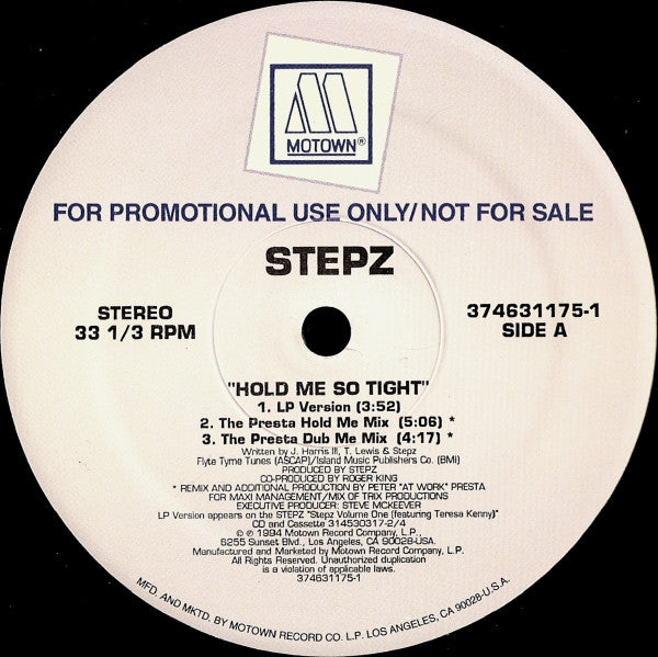 Stepz : Hold Me So Tight (12", Maxi, Promo)