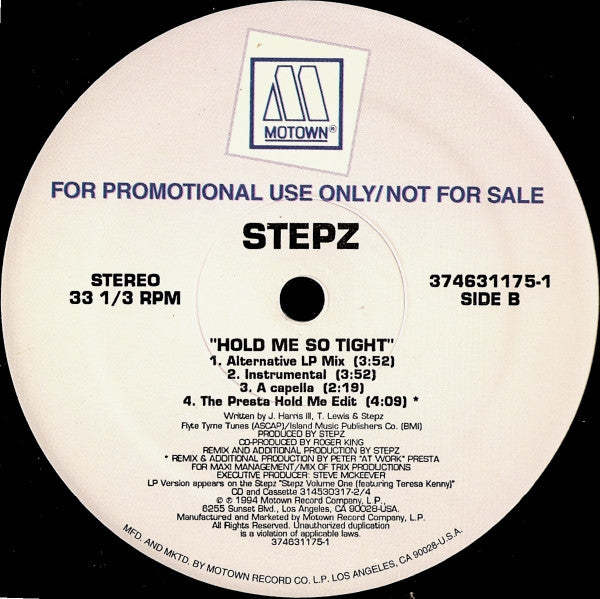 Stepz : Hold Me So Tight (12", Maxi, Promo)