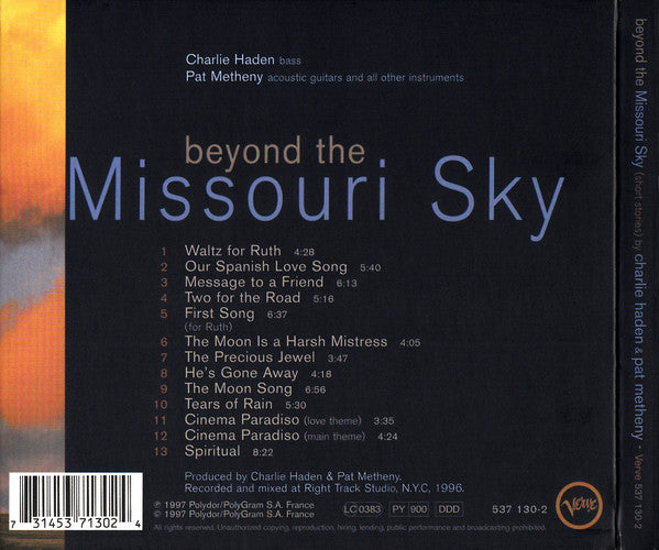 Charlie Haden & Pat Metheny : Beyond The Missouri Sky (Short Stories) (CD, Album, Dig)